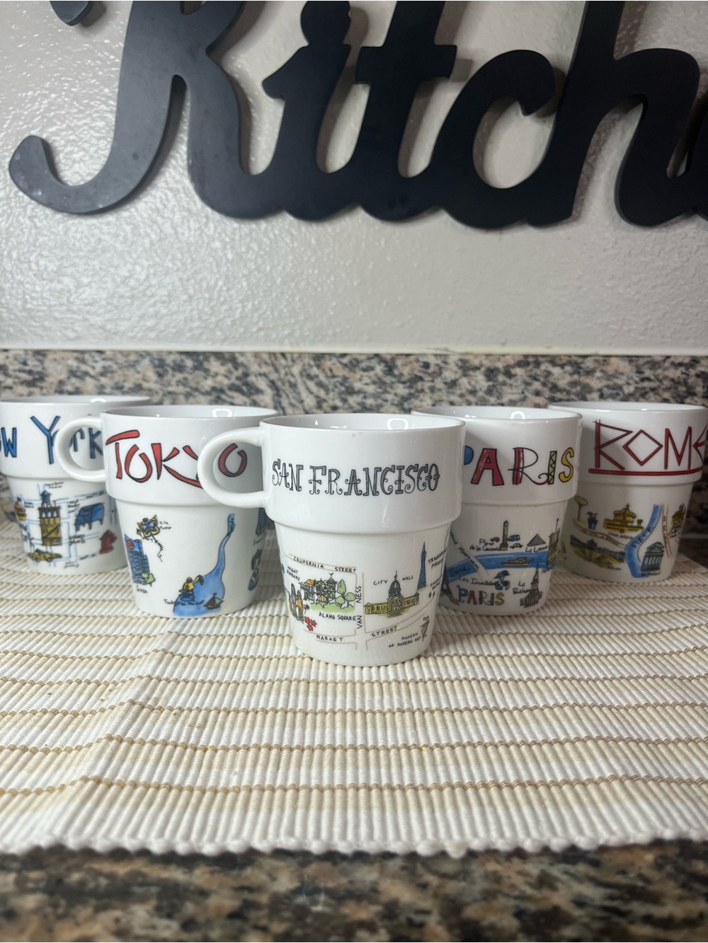 San Francisco White Ceramic Stackable Coffee Cup - City Landmark Design